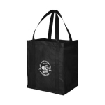 Günstige Non-Woven-Tasche mit Logo bedruckbar, 80 g/m2 farbe schwarz Ansicht mit Siebdruck