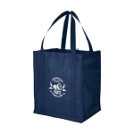 Günstige Non-Woven-Tasche mit Logo bedruckbar, 80 g/m2 farbe dunkelblau Ansicht mit Siebdruck