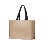 Tasche aus Non-Woven und Papier mit schwarzen Griffen, 140 g/m2 farbe beige erste Ansicht