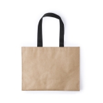 Tasche aus Non-Woven und Papier mit schwarzen Griffen, 140 g/m2 farbe beige dritte Ansicht