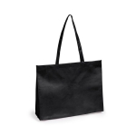 Non-Woven-Tasche mit langen Henkeln und Bodenfalte, 80 g/m2 farbe schwarz erste Ansicht