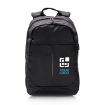 Laptoprucksack aus Polyester-600D mit USB-Port für Powerbank, 15” Ansicht mit Druckbereich