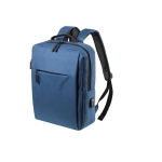 Quadratischer Business-Rucksack für Laptop mit USB-Port, 15” farbe blau erste Ansicht