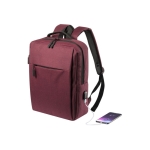 Quadratischer Business-Rucksack für Laptop mit USB-Port, 15” farbe rot erste Ansicht