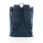 Hochwertiger Laptop-Rucksack aus Canvas mit Lederriemen, 15,6'' farbe blau dritte Ansicht