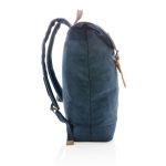 Hochwertiger Laptop-Rucksack aus Canvas mit Lederriemen, 15,6'' farbe blau vierte Ansicht