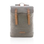 Hochwertiger Laptop-Rucksack aus Canvas mit Lederriemen, 15,6'' farbe grau zweite Ansicht