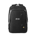 Schwarzer Laptop-Rucksack aus 400D Nylon bedrucken, 17'' Ansicht mit Druckbereich