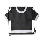 Kinder-Turnbeutel in T-Shirt-Form aus Polyester mit Logo bedruckt farbe schwarz erste Ansicht