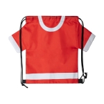 Kinder-Turnbeutel in T-Shirt-Form aus Polyester mit Logo bedruckt farbe rot erste Ansicht