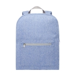 Hochwertiger Rucksack aus recyceltem Polyester und Baumwolle farbe blau zweite Vorderansicht