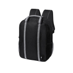 Recycelter Rucksack aus RPET 600D mit reflektierenden Streifen farbe schwarz erste Ansicht