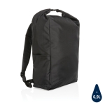 Recycelter Rolltop-Rucksack mit AWARE auch als Tasche nutzbar farbe schwarz