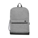 Melierter Laptop-Rucksack mit USB-Anschluss und Polsterung, 15,6'' farbe grau zweite Vorderansicht