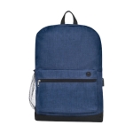 Melierter Laptop-Rucksack mit USB-Anschluss und Polsterung, 15,6'' farbe marineblau zweite Vorderansicht