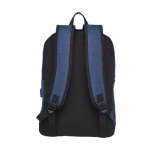 Melierter Laptop-Rucksack mit USB-Anschluss und Polsterung, 15,6'' farbe marineblau zweite Rückansicht