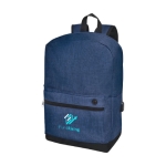 Melierter Laptop-Rucksack mit USB-Anschluss und Polsterung, 15,6'' farbe marineblau Ansicht mit Siebdruck