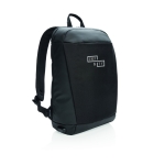 Laptoprucksack mit RFID-Schutz und USB-Anschluss bedrucken, 15,6” farbe schwarz Ansicht mit Logo