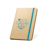 A5-Notizbuch aus Recyclingpapier mit Karton-Cover mit Logo bedrucken farbe hellblau Ansicht mit Logo 1