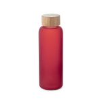 Glasflasche mit matter Oberfläche und Bambusdeckel, 500 ml farbe rot