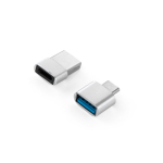 Set aus Kunststoffadaptern im USB-A- und USB-C-Format farbe silber zweite Ansicht