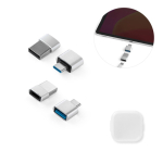 Set aus Kunststoffadaptern im USB-A- und USB-C-Format Ansicht in vielen Farben