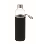 Glasflasche mit Neoprenhülle als Werbeartikel bedrucken, 700 ml farbe schwarz