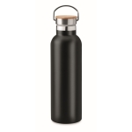 Thermoflasche aus Edelstahl mit Bambusdeckel und Henkel, 750 ml farbe schwarz