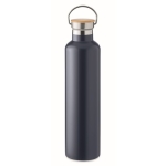 Doppelwandige Isolierflasche mit Bambusdeckel und Henkel, 1 L farbe ultramarinblau