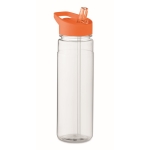 Flasche mit klappbarem Mundstück aus PP mit Trinkhalm, 650 ml farbe orange