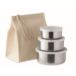 Lunchbox-Set aus Aluminium mit Tasche, Größe: 300, 500, 750 ml, Bag farbe beige