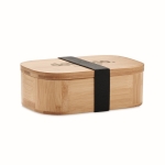 Kleine Lunchbox aus Bambus mit Trennwand und Band, 650 ml farbe holzton Hauptansicht