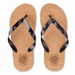 Kork-Flipflops für den Strand mit Logo bedrucken farbe schwarz Hauptansicht zweite Ansicht