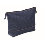 Kosmetiktasche aus 50% recycelter Baumwolle, 250 gr/m2 farbe blau