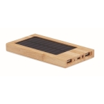 Powerbank aus Bambus mit Solarpanel für nachhaltiges Image, 4.000 mAH farbe holzton