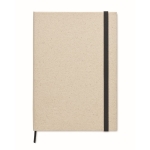 A5-Notizbuch mit Hard-Cover und linierten Seiten aus Graspapier farbe beige