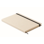 A5-Notizbuch mit Hard-Cover und linierten Seiten aus Graspapier farbe beige zweite Ansicht