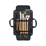 5-teiliges Grillset aus Holz und Edelstahl in einer Canvas Tasche Ansicht mit Druckbereich