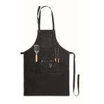 Schürze aus Canvas mit Grillset als Werbemittel bedrucken farbe schwarz