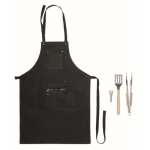 Schürze aus Canvas mit Grillset als Werbemittel bedrucken farbe schwarz dritte Ansicht