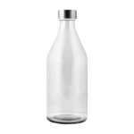 Glasflasche mit Edelstahldeckel mit Logo, 1 L farbe transparent