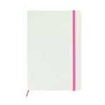 Schlichtes weißes Notizbuch mit farblich wählbarem Band, A5 farbe rosa