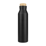 Flasche als Werbeartikel mit Bambusverschluss, 600ml farbe schwarz