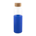 Glasflasche mit Bambusverschluss und Silikonhülle, 500 ml farbe blau erste Ansicht