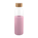 Glasflasche mit Bambusverschluss und Silikonhülle, 500 ml farbe rosa erste Ansicht