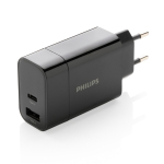 Schnellladetechnologie Ladegerät von Philips mit USB-A und Type-C farbe schwarz