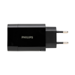 Schnellladetechnologie Ladegerät von Philips mit USB-A und Type-C farbe schwarz dritte Ansicht