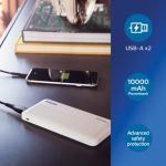 Langlebige Powerbank mit dualem USB der Marke Philips, 10.000 mAh farbe weiß Lifestyle-Bild