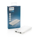 Langlebige Powerbank mit dualem USB der Marke Philips, 10.000 mAh farbe weiß Ansicht mit Box