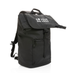 Wasserdichter Laptop-Rucksack aus recyceltem Polyester, 15,6'' farbe schwarz Ansicht mit Druckbereich